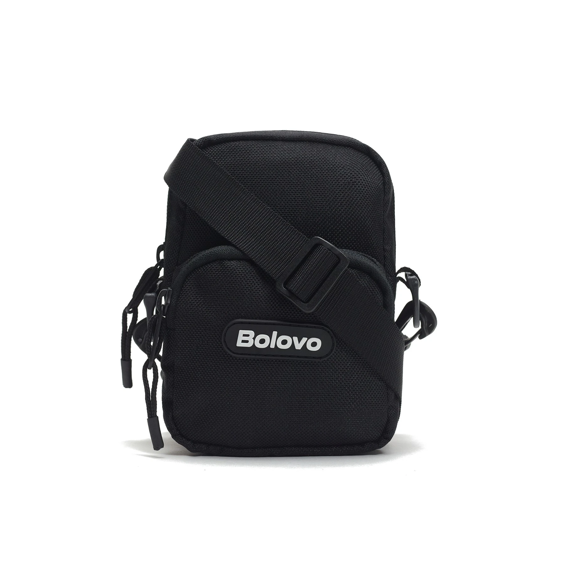 Mini shoulder bag preta com logo em relevo e alça transversal