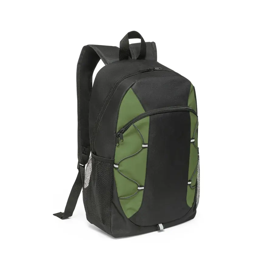 Mochila sport preta e verde para brinde corporativo