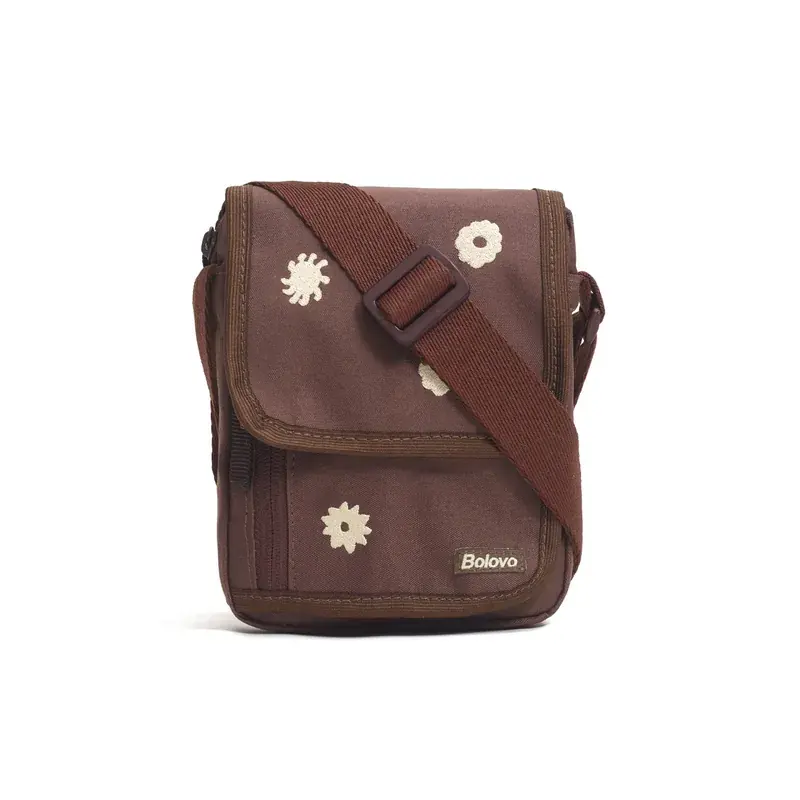 Shoulder Bag Floral Marrom — LS Confecções